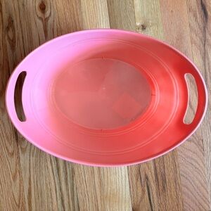 Pink Oval Plastic Tub with Handles